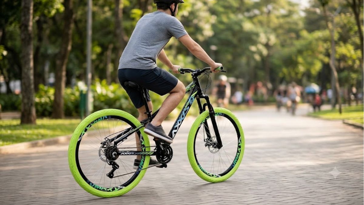 Bicicleta Axxis Freeride Freestyle 1.5 Aro 26 21V é boa para passeios, ciclovias e deslocamentos urbanos.