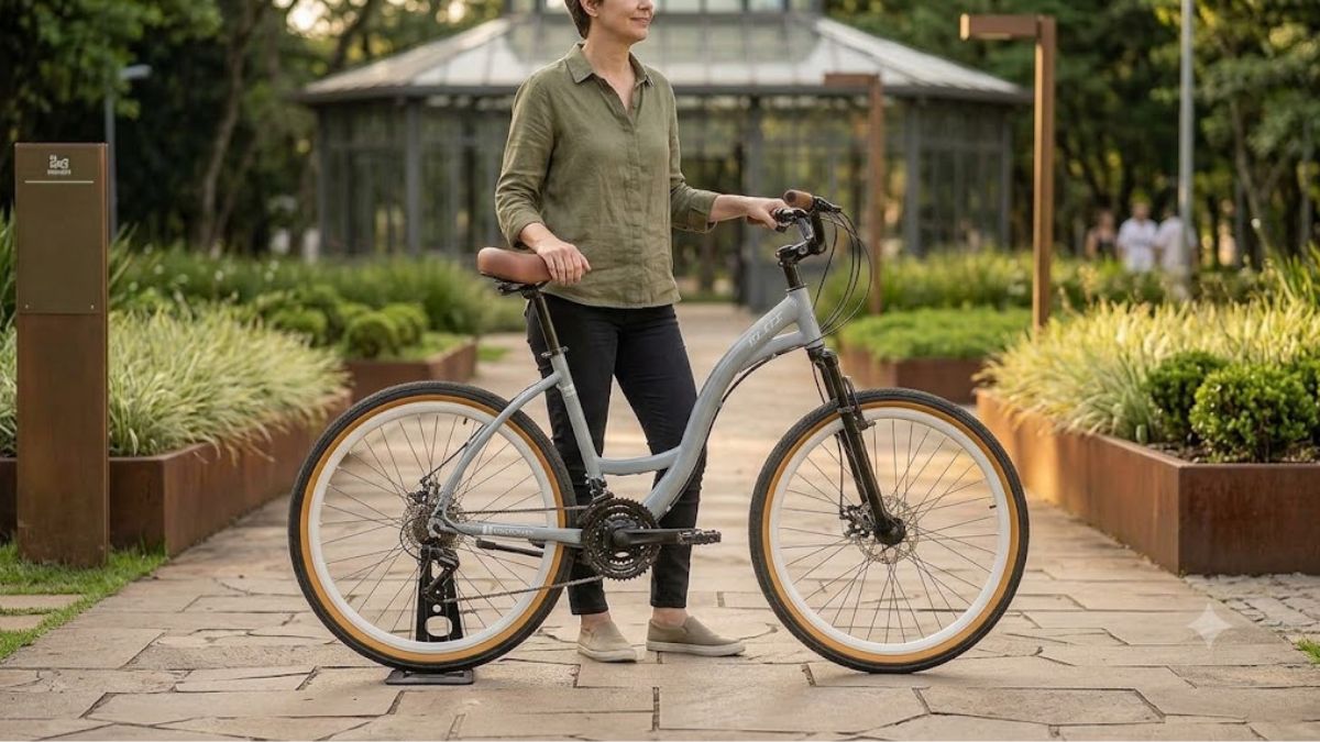 Bicicleta Blitz Cômodo Aro 26 21V é boa para adultos durante passeios e deslocamentos em ciclovias urbanas.