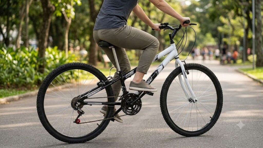 Bicicleta Ultra Bikes Rebaixada Aro 26 18V é boa para passeios, ciclovias e deslocamentos urbanos.